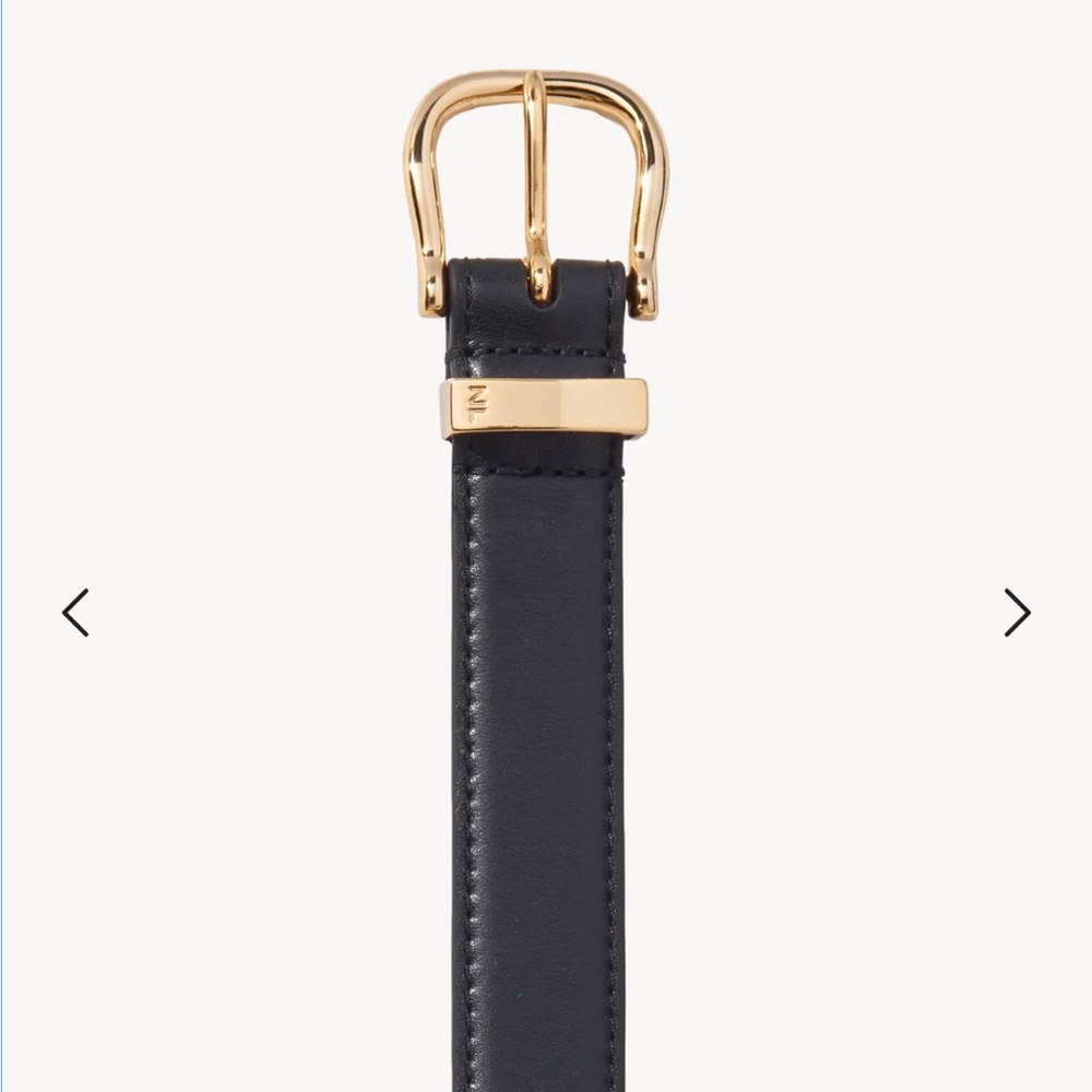 Nili Lotan - LOUISE BELT FLAT CALFSKIN Black Leather Belt w Gold Hardware - Picture 2 of 8